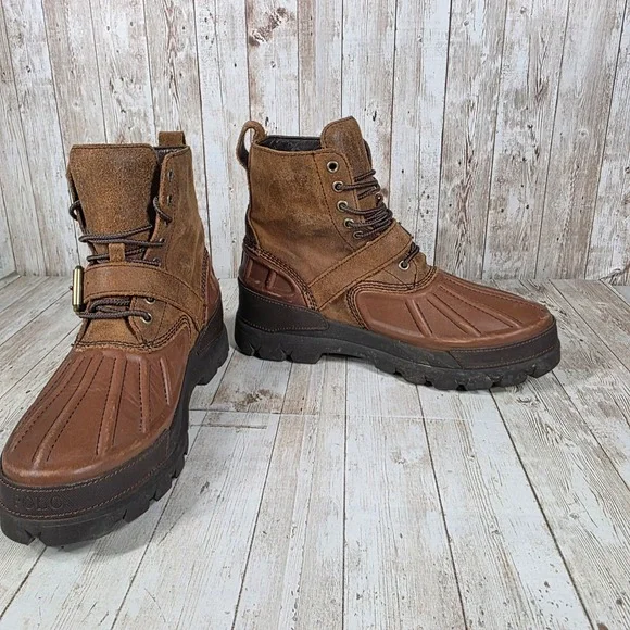 Polo Ralph Lauren‎ Oslo High BT WP Duck Boots Mens Brown Leather Size 8D